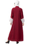Women Bottom and Sleeve Embroidered Fabric With Extra Jacket at Front Abaya Maroon
